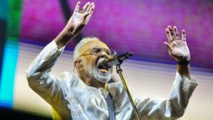 Gilberto Gil em show da turnê "Tempo Rei" no Allianz Parque, em São Paulo | 25.abr.2025/Divulgação