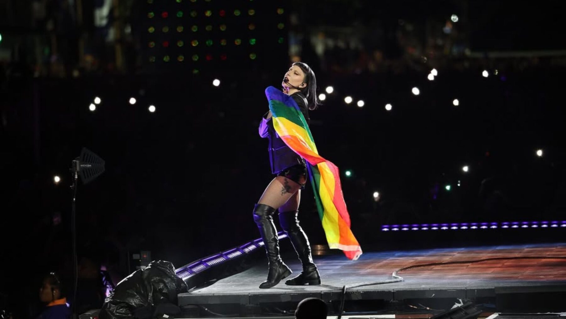 Lady Gaga em show "Mayhem on the Beach" na praia de Copacabana, no Rio de Janeiro | 3.mai.2025/Divulgação