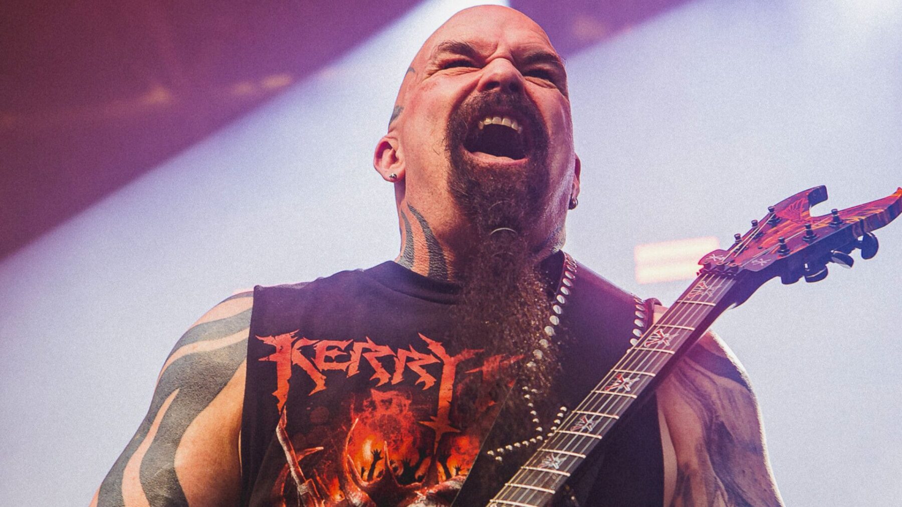 Guitarrista Kerry King, ex-Slayer, em show de carreira solo no Bangers Open Air, no Memorial da América Latina, em São Paulo | Diego Padilha - 4.mai.2025/Divulgação
