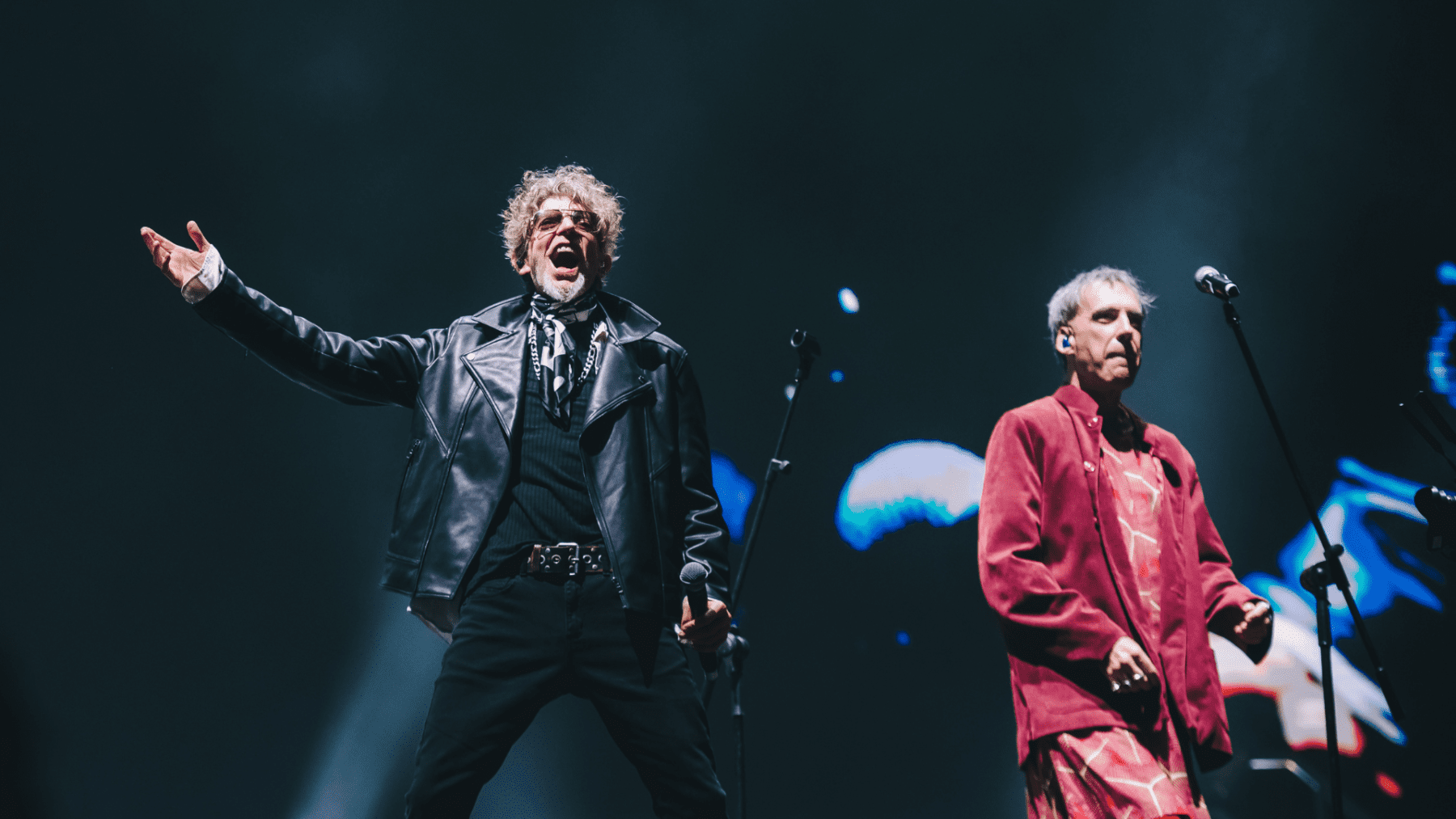 Branco Mello e Arnaldo Antunes durante show dos Titãs no Palco Samsung Galaxy no Lollapalooza neste sábado| Camila Cara - 23.mar.2024/Divulgação