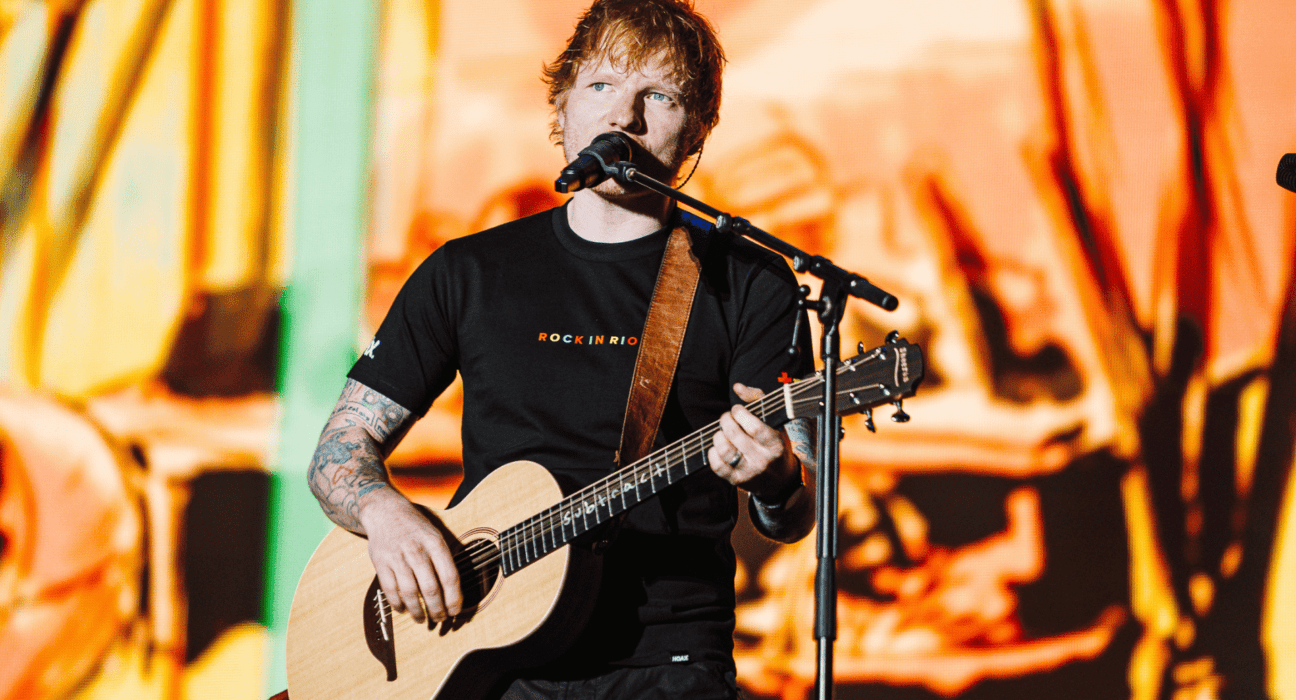 Cantor britânico Ed Sheeran em show no palco Mundo do Rock in Rio Lisboa, realizado no parque Tejo, na capital portuguesa | Marcelle Tauchen - 16.jun.2024/Divulgação