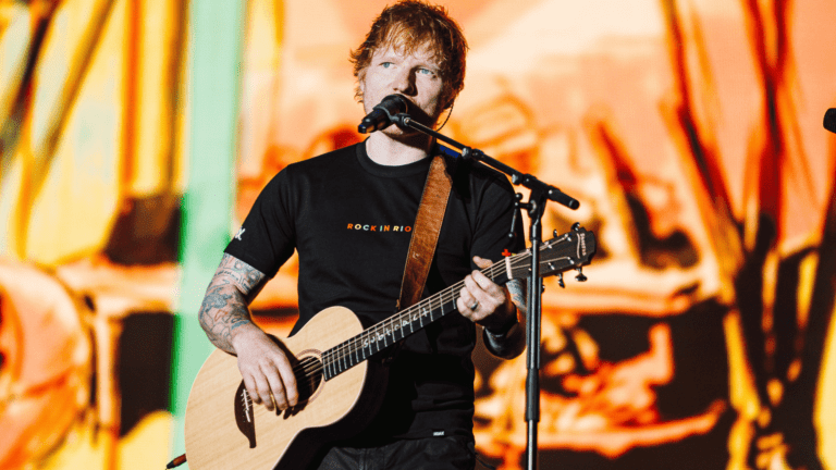 Cantor britânico Ed Sheeran em show no palco Mundo do Rock in Rio Lisboa, realizado no parque Tejo, na capital portuguesa | Marcelle Tauchen - 16.jun.2024/Divulgação