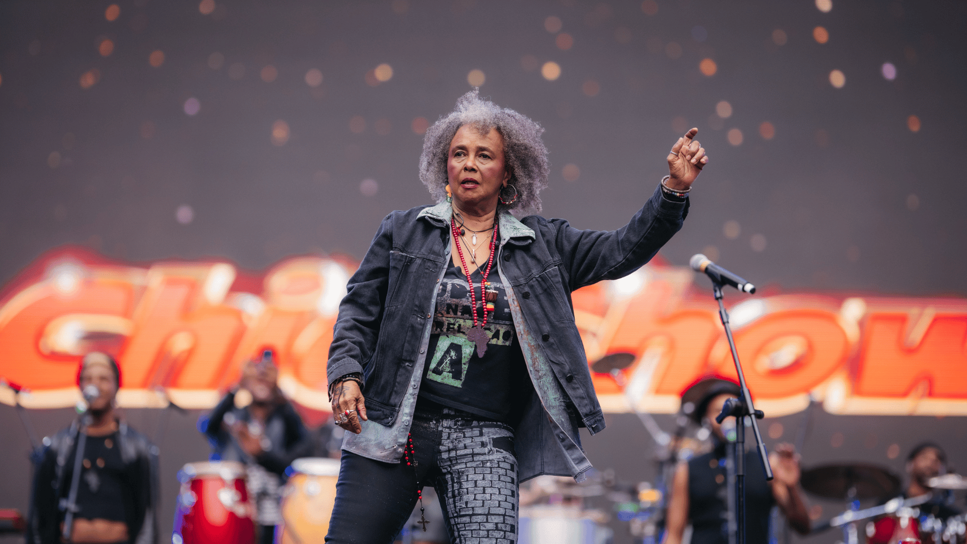 Sandra de Sá no palco do festival Chic Show - 50 Anos de Black Music, no Allianz Parque, em São Paulo | Stephan Solon - 13.jul.2024/Divulgação