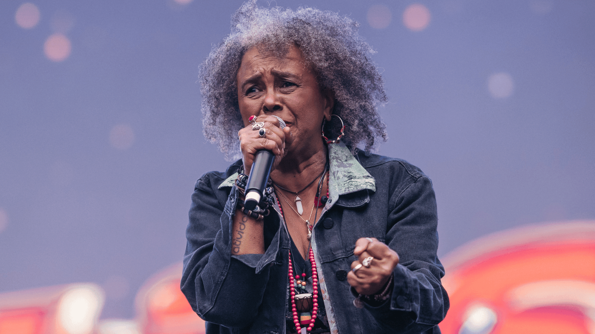 Sandra de Sá no palco do festival Chic Show - 50 Anos de Black Music, no Allianz Parque, em São Paulo | Stephan Solon - 13.jul.2024/Divulgação