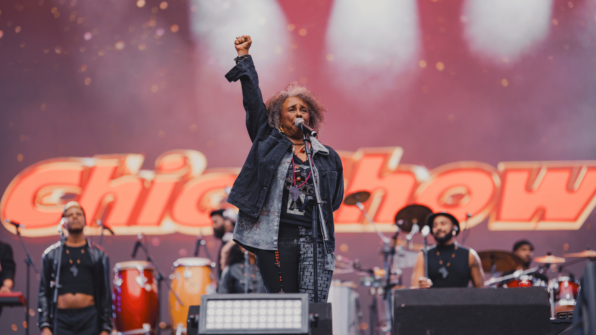 Sandra de Sá no palco do festival Chic Show - 50 Anos de Black Music, no Allianz Parque, em São Paulo | Stephan Solon - 13.jul.2024/Divulgação