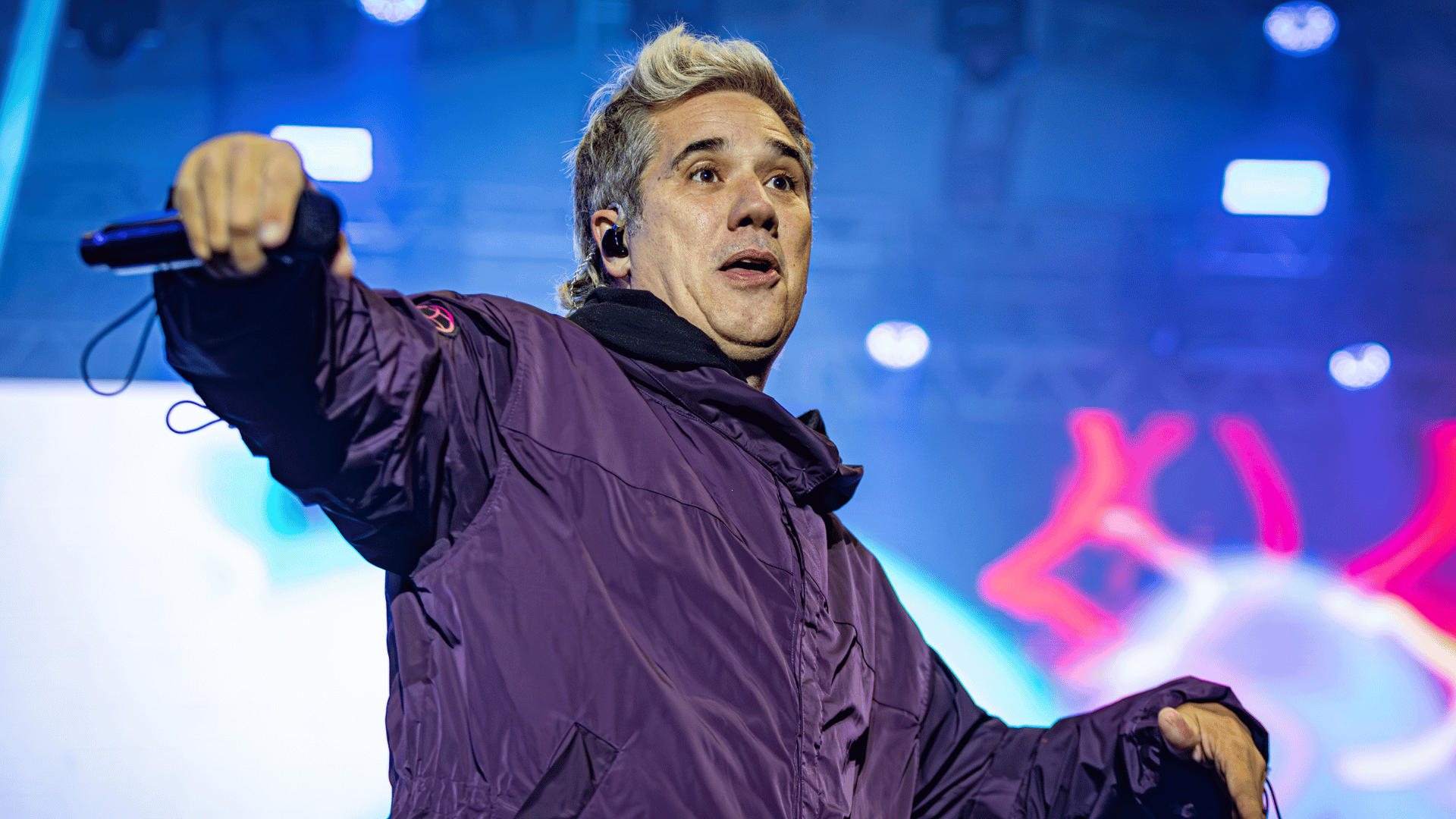 Vocalista Rogério Flausino em show do Jota Quest no Festival Olímpico Parque Time Brasil, no parque Villa-Lobos, em São Paulo | Danilo Fernandes - 10.ago..2024/Fotoap/Divulgação