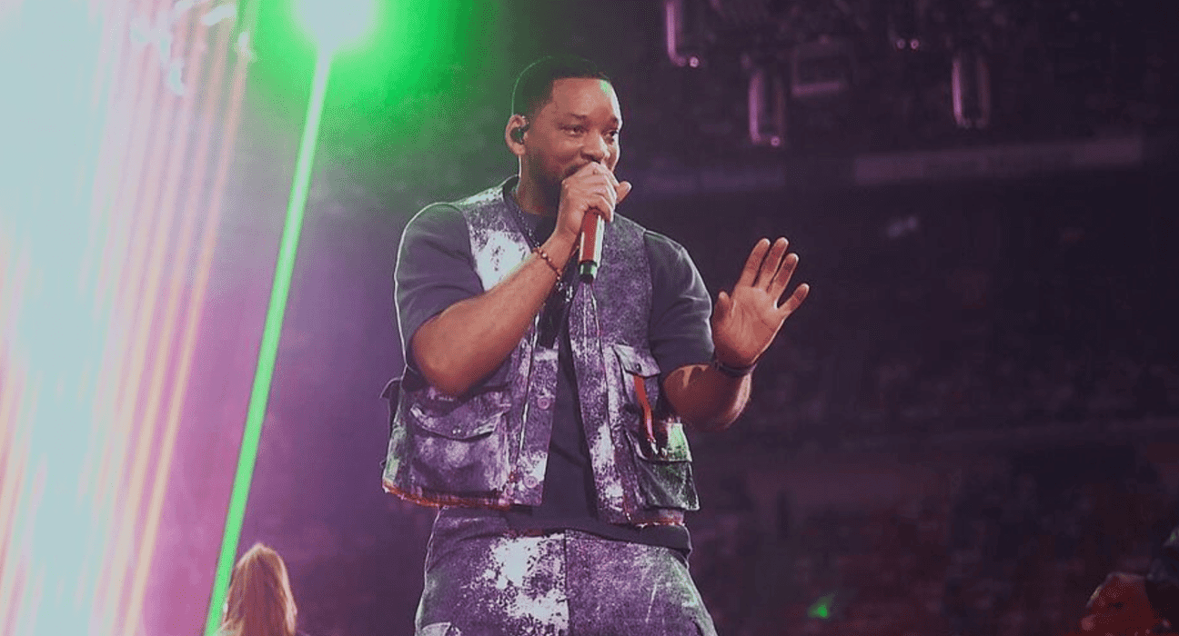 Will Smith em show no evento La Velada del Año IV no estádio Santiago Bernabeu, em Madri, na Espanha | 13.jul.2024/Divulgação