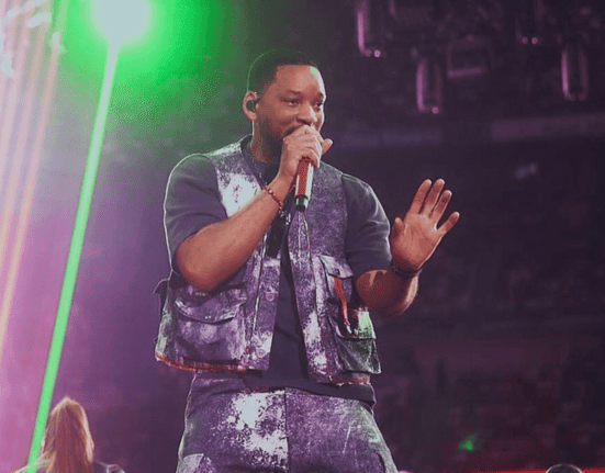 Will Smith em show no evento La Velada del Año IV no estádio Santiago Bernabeu, em Madri, na Espanha | 13.jul.2024/Divulgação