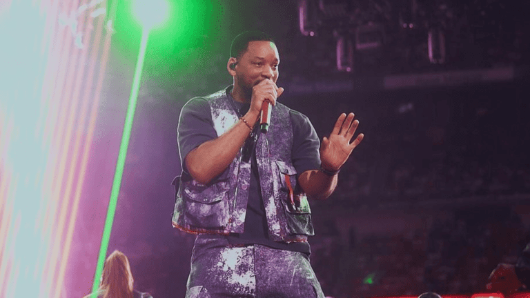 Will Smith em show no evento La Velada del Año IV no estádio Santiago Bernabeu, em Madri, na Espanha | 13.jul.2024/Divulgação