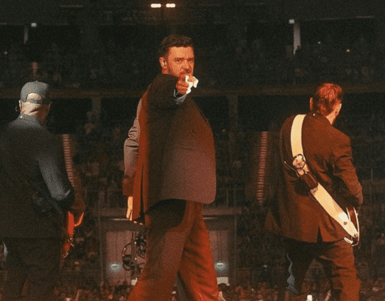 Justin Timberlake em show da turnê "The Forget Tomorrow" na Tauron Arena, em Cracóvia, na Polônia | 27.jul.2024/Divulgação