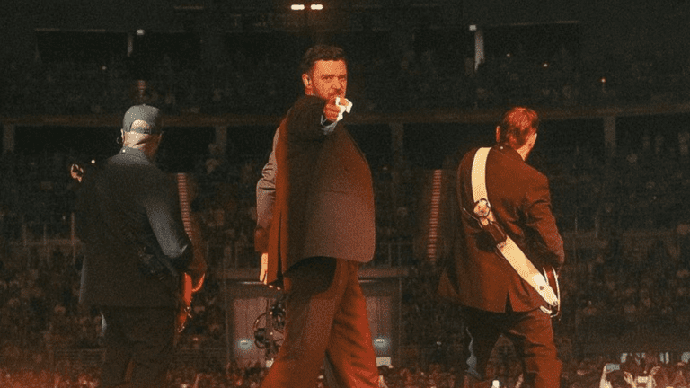 Justin Timberlake em show da turnê "The Forget Tomorrow" na Tauron Arena, em Cracóvia, na Polônia | 27.jul.2024/Divulgação