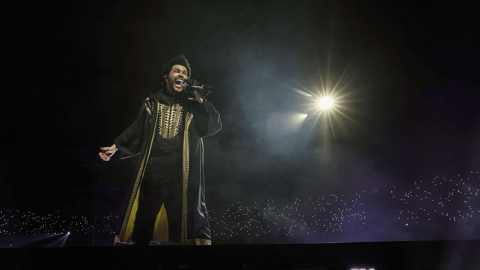 Cantor canadense The Weeknd em show para 70 mil fãs no estádio Morumbis, em São Paulo | Wagner Meier - 7.set.2024/Getty Images/Divulgação