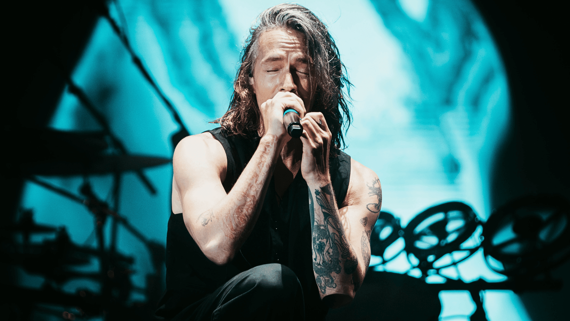 Brandon Boyd, vocalista do Barão Vermelho, em show no palco Sunset do Rock in Rio, no Parque Olímpico na zona oeste do Rio | 15.set.2024/Divulgação