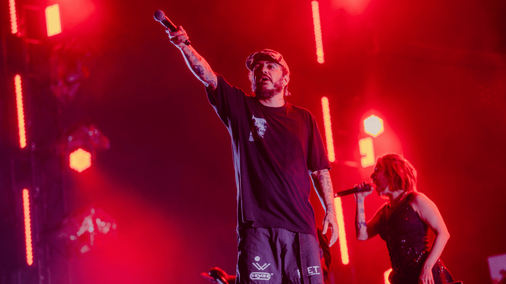 Marcelo D2 em show do Planet Hemp no palco Sunset do Rock in Rio, no Parque Olímpico na zona oeste do Rio | 15.set.2024/Divulgação