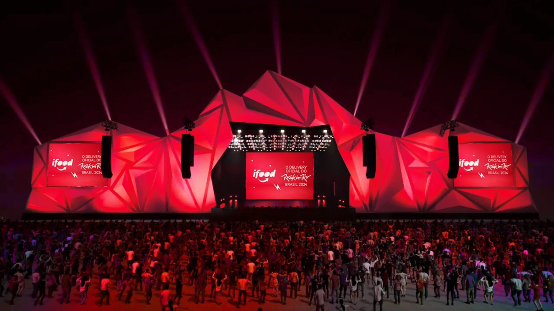 Palco Sunset do Rock in Rio Brasil 2024 onde ocorre o Segue o Baile, after com shows com patrocínio do iFood, delivery oficial do festival | Divulgação