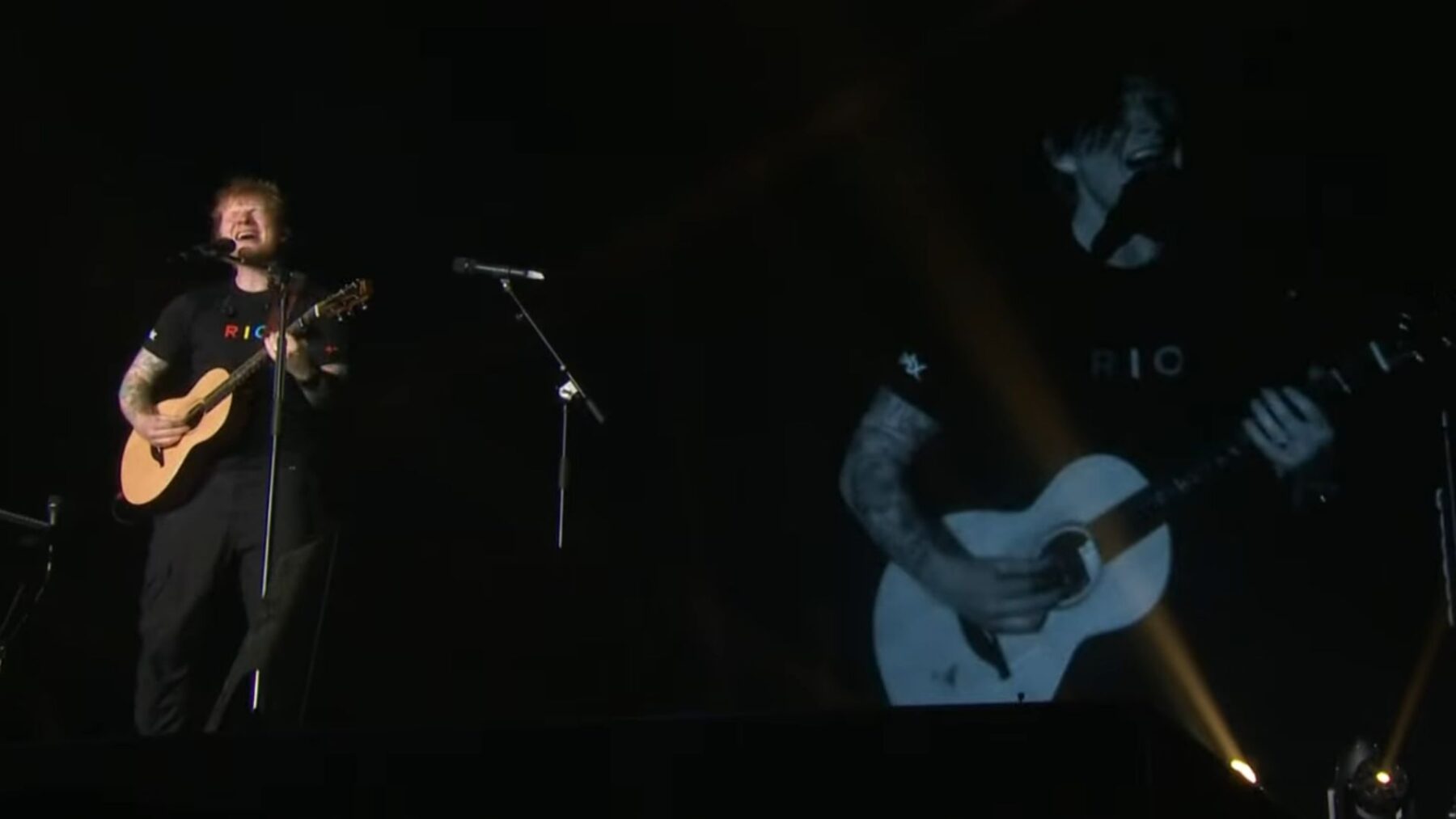 Ed Sheeran em show no palco Mundo do Rock in Rio, no Parque Olímpico, zona oeste da capital fluminense | 19.set.2024/Divulgação