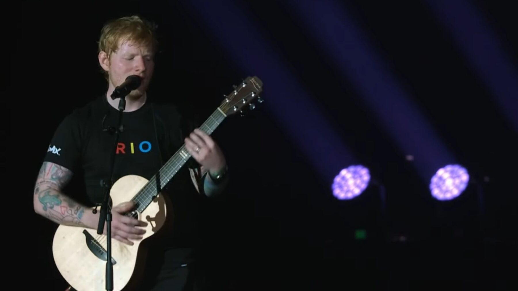 Ed Sheeran em show no palco Mundo do Rock in Rio, no Parque Olímpico, zona oeste da capital fluminense | 19.set.2024/Divulgação