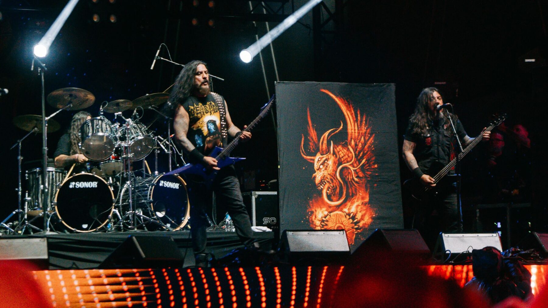 Show da banda brasileira Krisiun no primeiro dia de Knotfest, no Allianz Parque, em São Paulo | 19.out.2024/Flashbang/Divulgação