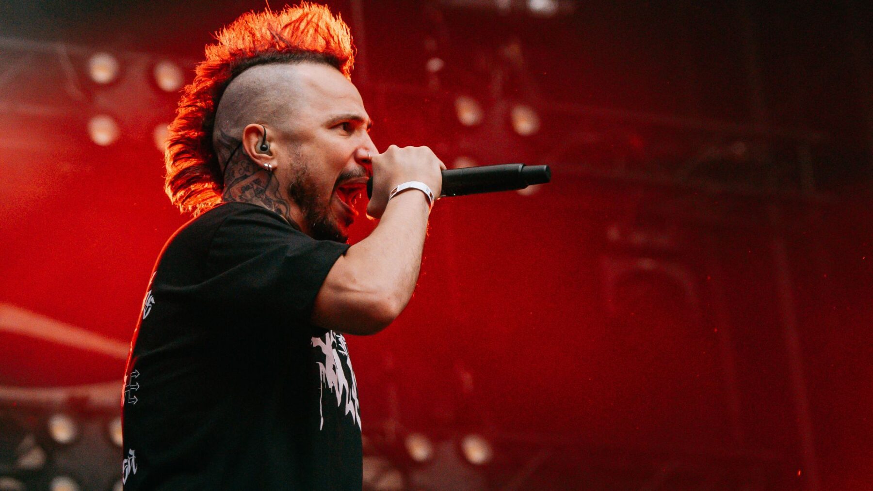 Vocalista Caio MacBeserra em show da banda brasileria Project46 no primeiro dia de Knotfest, no Allianz Parque, em São Paulo | 19.out.2024/Flashbang/Divulgação