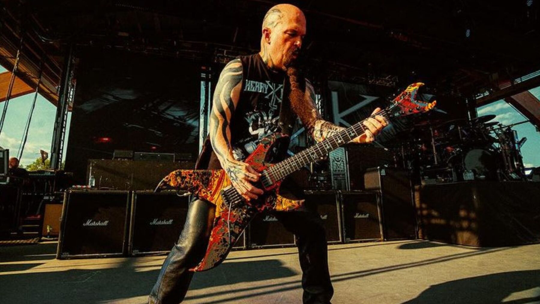 Kerry King em show do projeto paralelo dele no Bluestem Amphitheater, em Minnesota, nos EUA | Errick Easterday - 13.ago.2024/Divulgação