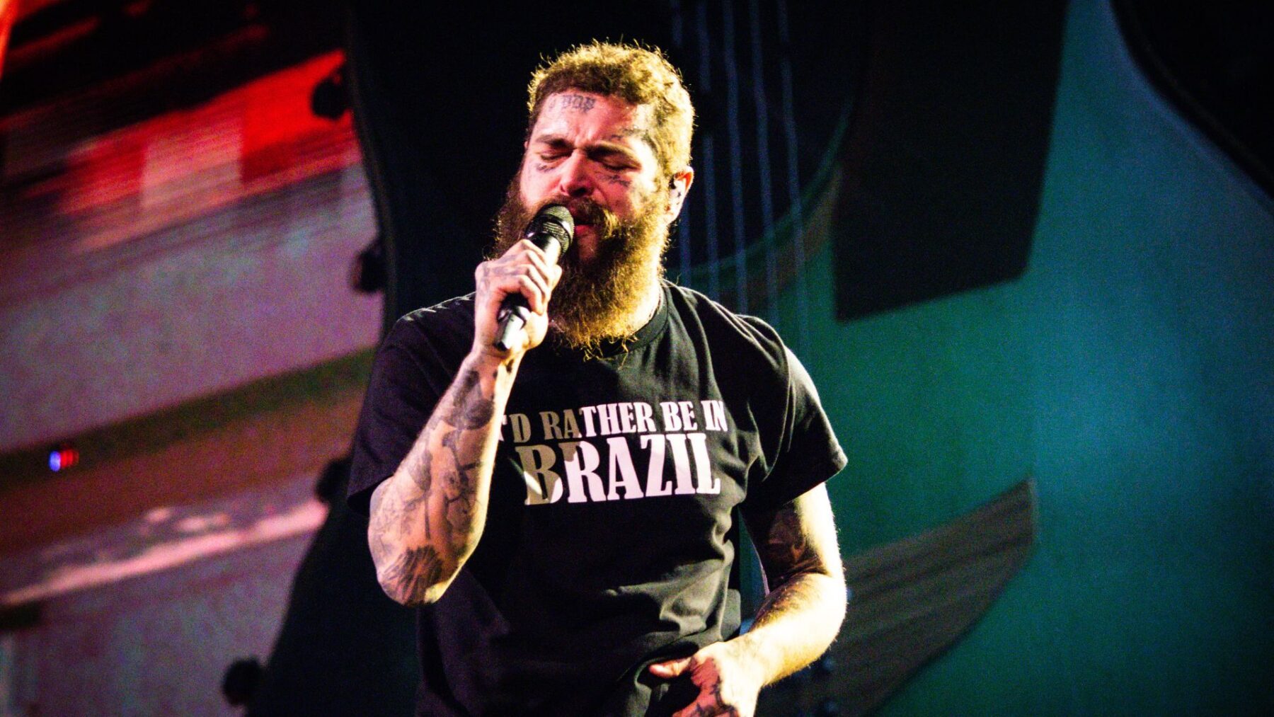 Post Malone em show no VillaMix Festival, na Neo Química Arena, em São Paulo | Eryck Patrick - 21.dez.2024/Divulgação