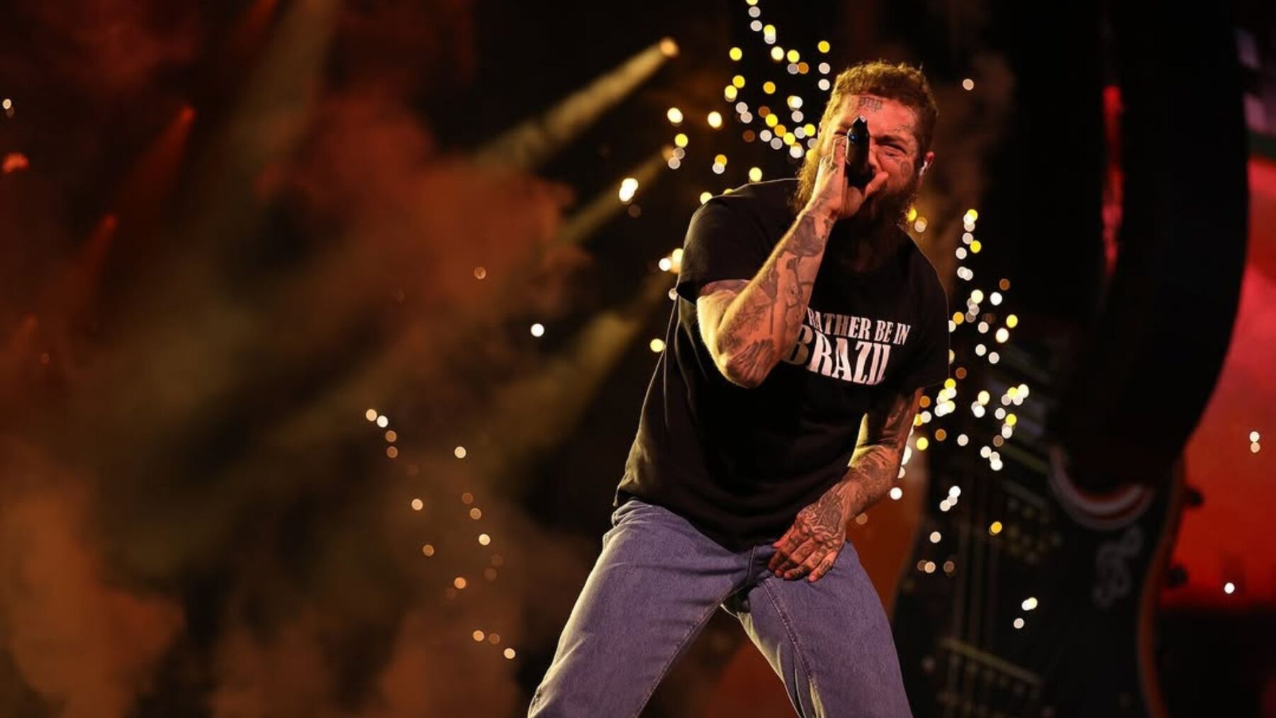 Post Malone em show no VillaMix Festival, na Neo Química Arena, em São Paulo | 21.dez.2024/Divulgação