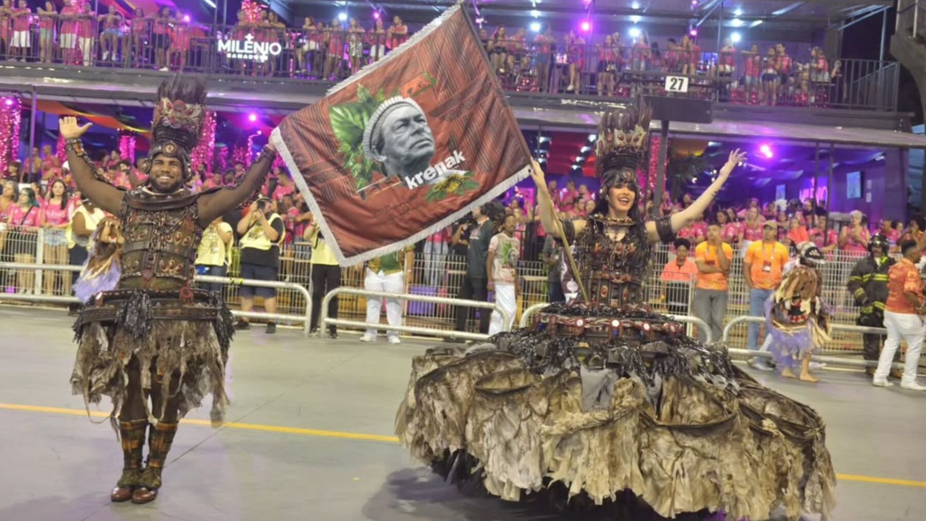 Integrantes da Mocidade Unida da Mooca em desfile do Grupo de Acesso 1 no Sambódromo do Anhembi, em São Paulo | Felipe Araújo - 2.mar.2025/Divulgação